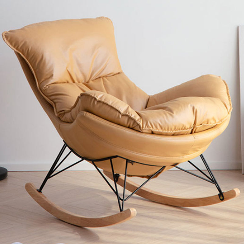 Chaise de rocker moderne rembourrée avec planeur de jambes sombres pour le salon
