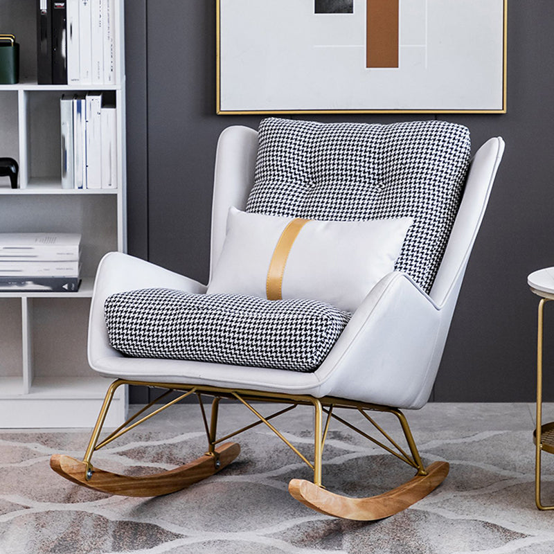 Rocker moderne coussins toufutés Patchwork Tissure Rocking Chaise avec oreiller