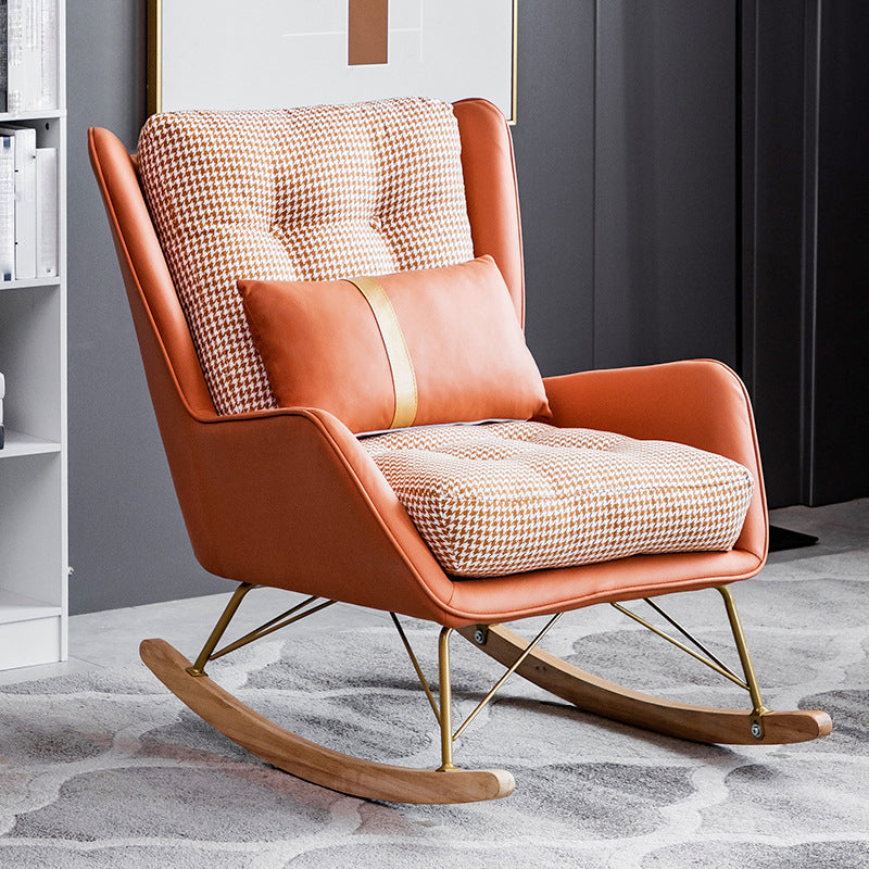 Rocker moderne coussins toufutés Patchwork Tissure Rocking Chaise avec oreiller