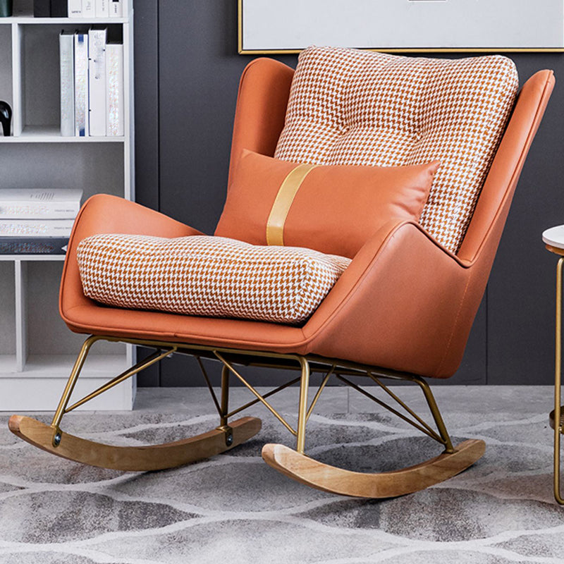 Rocker moderne coussins toufutés Patchwork Tissure Rocking Chaise avec oreiller