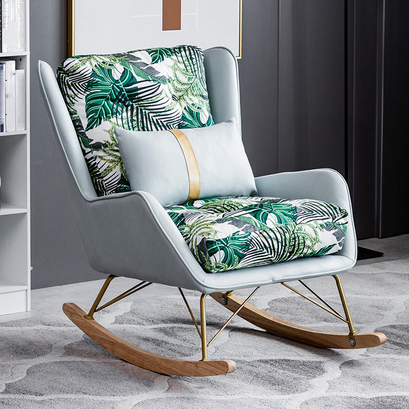 Rocker moderne coussins toufutés Patchwork Tissure Rocking Chaise avec oreiller