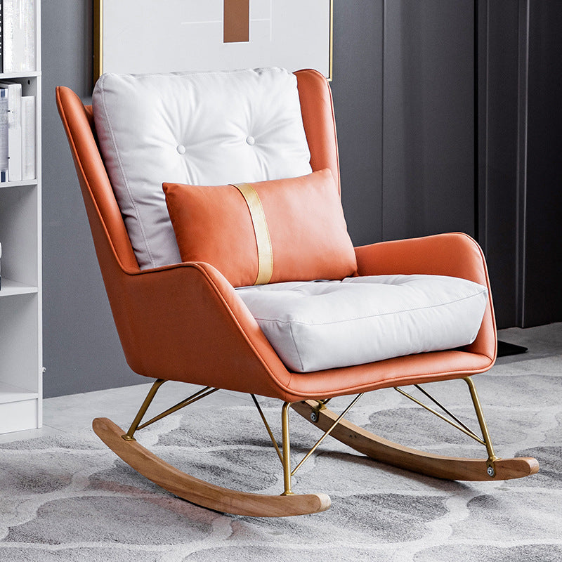 Rocker moderne coussins toufutés Patchwork Tissure Rocking Chaise avec oreiller