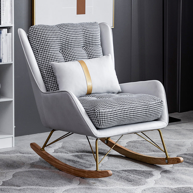 Rocker moderne coussins toufutés Patchwork Tissure Rocking Chaise avec oreiller