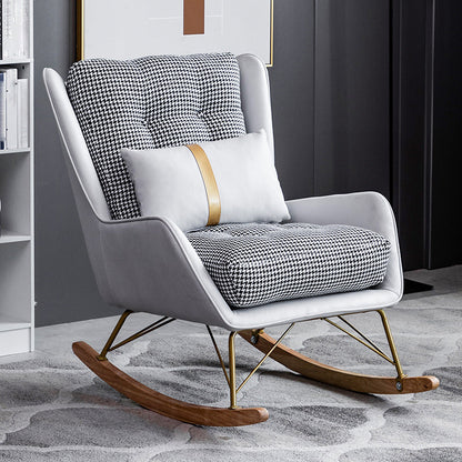 Rocker moderne coussins toufutés Patchwork Tissure Rocking Chaise avec oreiller