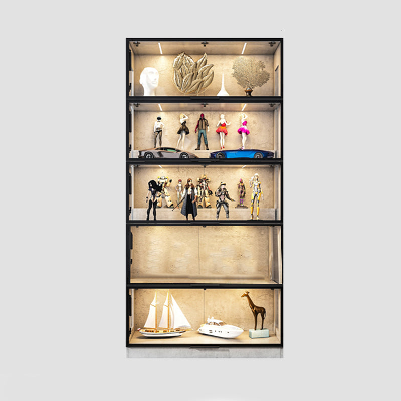 Mobili moderni mobili neri armadi in vetro con porta a frillo