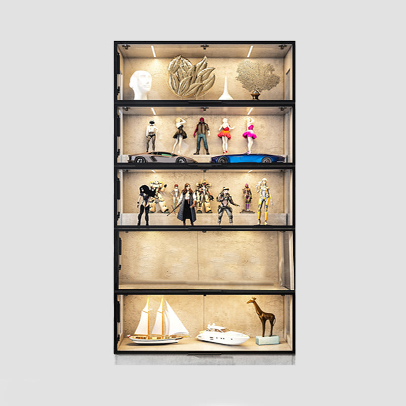 Mobili moderni mobili neri armadi in vetro con porta a frillo