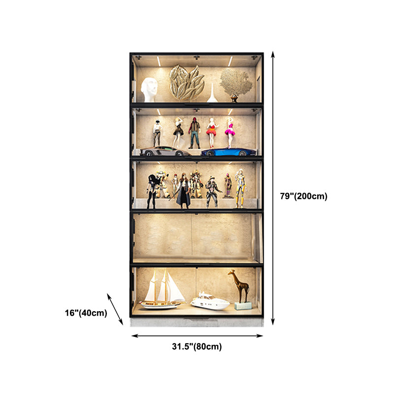 Mobili moderni mobili neri armadi in vetro con porta a frillo