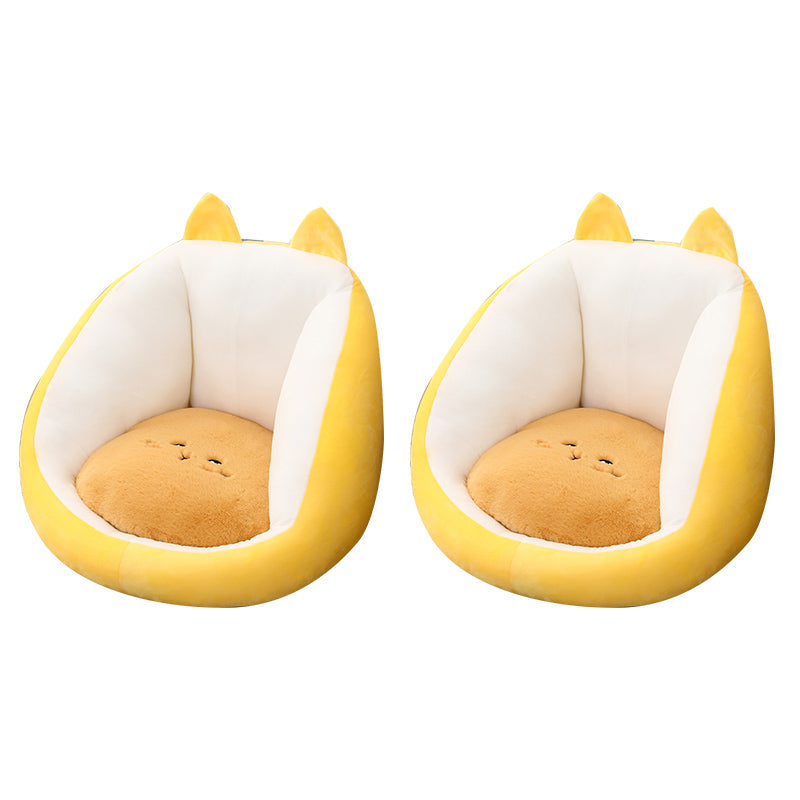 Contemporary Pouf Ottoman Velvet Upholstered Tear Resistant Animal Shape Ottoman Yellow 2 Piece Set Clearhalo 'furn' 'furn_ottomans_poufs' 'Furniture' 'Living Room Furniture' 'Ottomans & Poufs' 'ottomans_poufs' 6328828