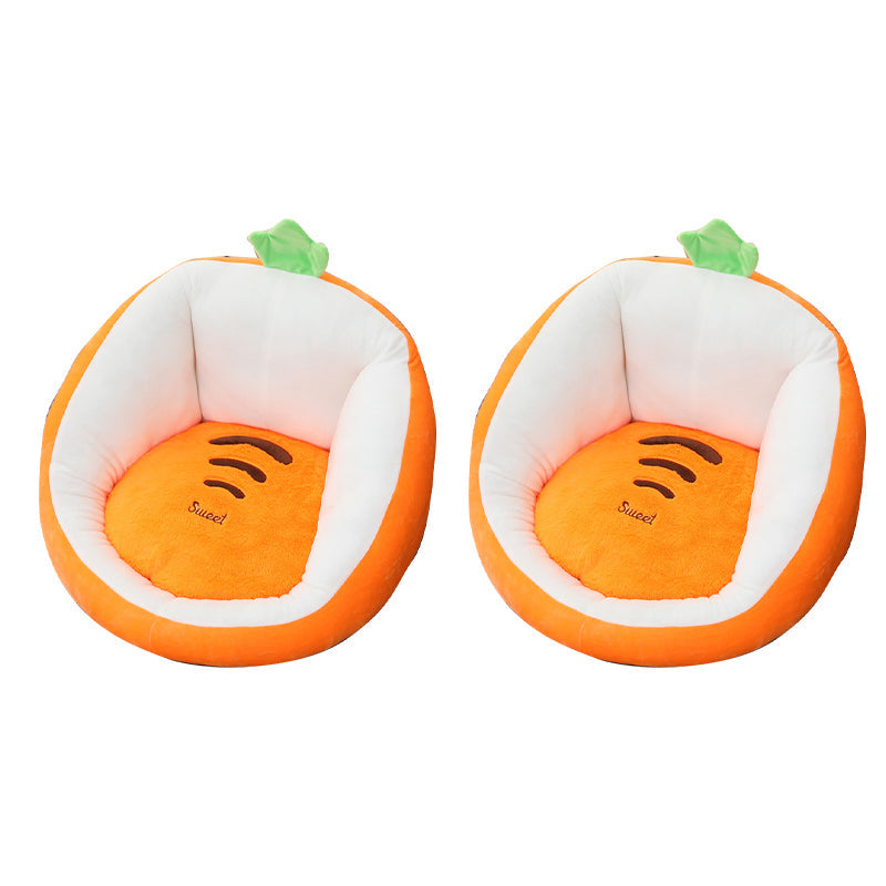 Contemporary Pouf Ottoman Velvet Upholstered Tear Resistant Animal Shape Ottoman Orange 2 Piece Set Clearhalo 'furn' 'furn_ottomans_poufs' 'Furniture' 'Living Room Furniture' 'Ottomans & Poufs' 'ottomans_poufs' 6328841