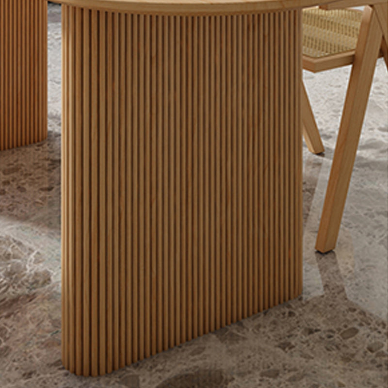 Contemporary Solid Wood Dining Table Oval Double Pedestal Dining Table Clearhalo 'Dining Tables & Seating' 'Dining Tables' 'dining_table' 'furn' 'furn_dining_table' 'Furniture' 'Kitchen & Dining Furniture' 6328851
