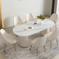 Contemporary Sintered Stone Dining Table Oval Dining Table for Home Use White 70.9"L x 31.5"W x 29.5"H Without Chairs Clearhalo 'Dining Tables & Seating' 'Dining Tables' 'dining_table' 'furn' 'furn_dining_table' 'Furniture' 'Kitchen & Dining Furniture' 6328873