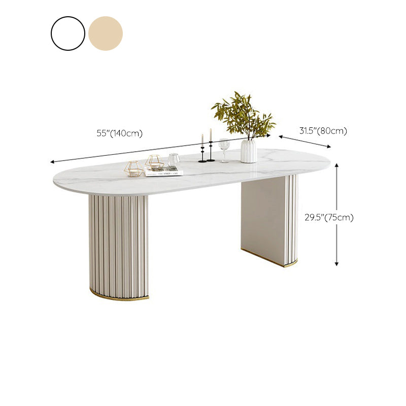 Contemporary Sintered Stone Dining Table Oval Dining Table for Home Use Clearhalo 'Dining Tables & Seating' 'Dining Tables' 'dining_table' 'furn' 'furn_dining_table' 'Furniture' 'Kitchen & Dining Furniture' 6328885