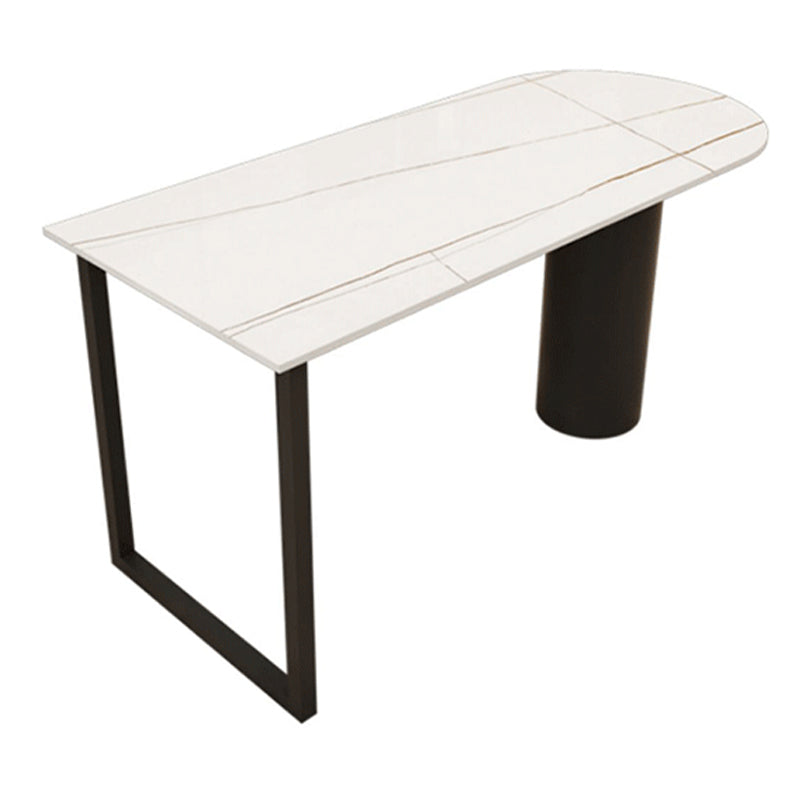 Contemporary Sintered Stone Dining Table Metal Dining Table with Double Pedestal Base Black Without Chairs Clearhalo 'Dining Tables & Seating' 'Dining Tables' 'dining_table' 'furn' 'furn_dining_table' 'Furniture' 'Kitchen & Dining Furniture' 6328887