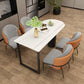 Contemporary Sintered Stone Dining Table Metal Dining Table with Double Pedestal Base Black 63"L x 27.6"W x 29.5"H Without Chairs Clearhalo 'Dining Tables & Seating' 'Dining Tables' 'dining_table' 'furn' 'furn_dining_table' 'Furniture' 'Kitchen & Dining Furniture' 6328888