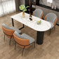 Contemporary Sintered Stone Dining Table Metal Dining Table with Double Pedestal Base Black 55.1"L x 27.6"W x 29.5"H Without Chairs Clearhalo 'Dining Tables & Seating' 'Dining Tables' 'dining_table' 'furn' 'furn_dining_table' 'Furniture' 'Kitchen & Dining Furniture' 6328889