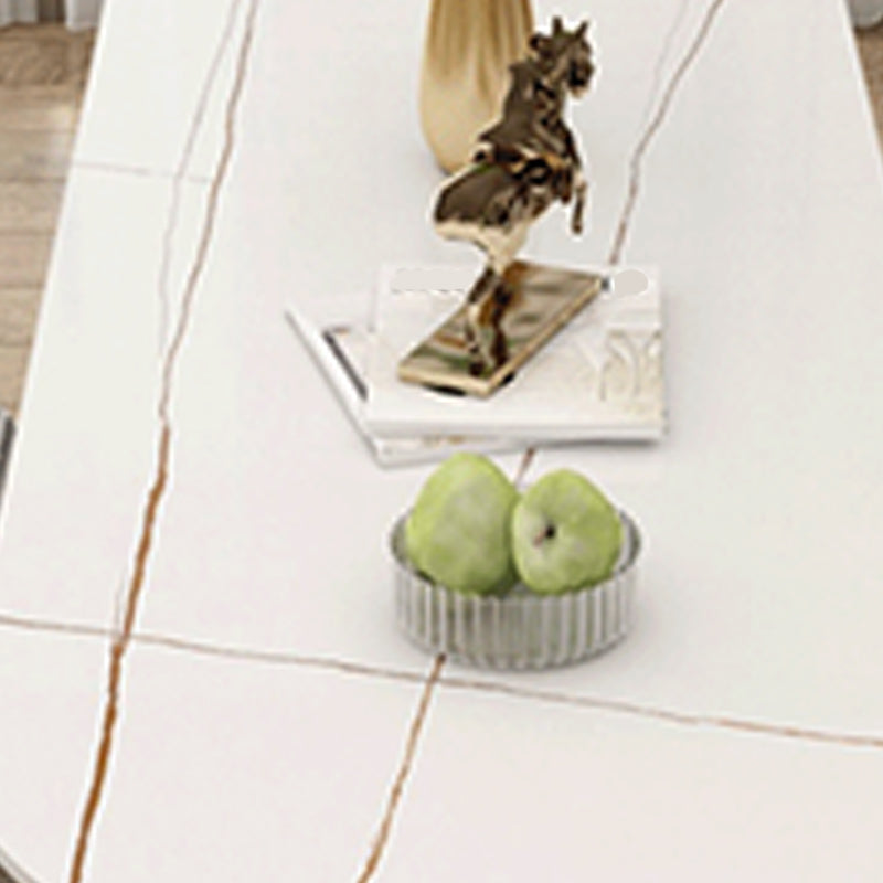 Contemporary Sintered Stone Dining Table Metal Dining Table with Double Pedestal Base Clearhalo 'Dining Tables & Seating' 'Dining Tables' 'dining_table' 'furn' 'furn_dining_table' 'Furniture' 'Kitchen & Dining Furniture' 6328892