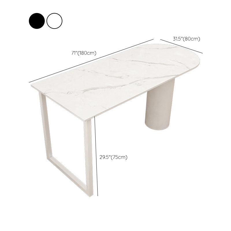 Contemporary Sintered Stone Dining Table Metal Dining Table with Double Pedestal Base Clearhalo 'Dining Tables & Seating' 'Dining Tables' 'dining_table' 'furn' 'furn_dining_table' 'Furniture' 'Kitchen & Dining Furniture' 6328894