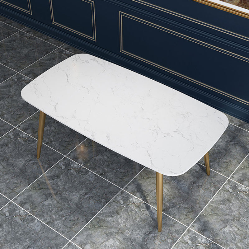 Glam 4 Legs Dining Table Stone Top Table with Metal Base for Dining Room White Without Chairs Clearhalo 'Dining Tables & Seating' 'Dining Tables' 'dining_table' 'furn' 'furn_dining_table' 'Furniture' 'Kitchen & Dining Furniture' 6328899