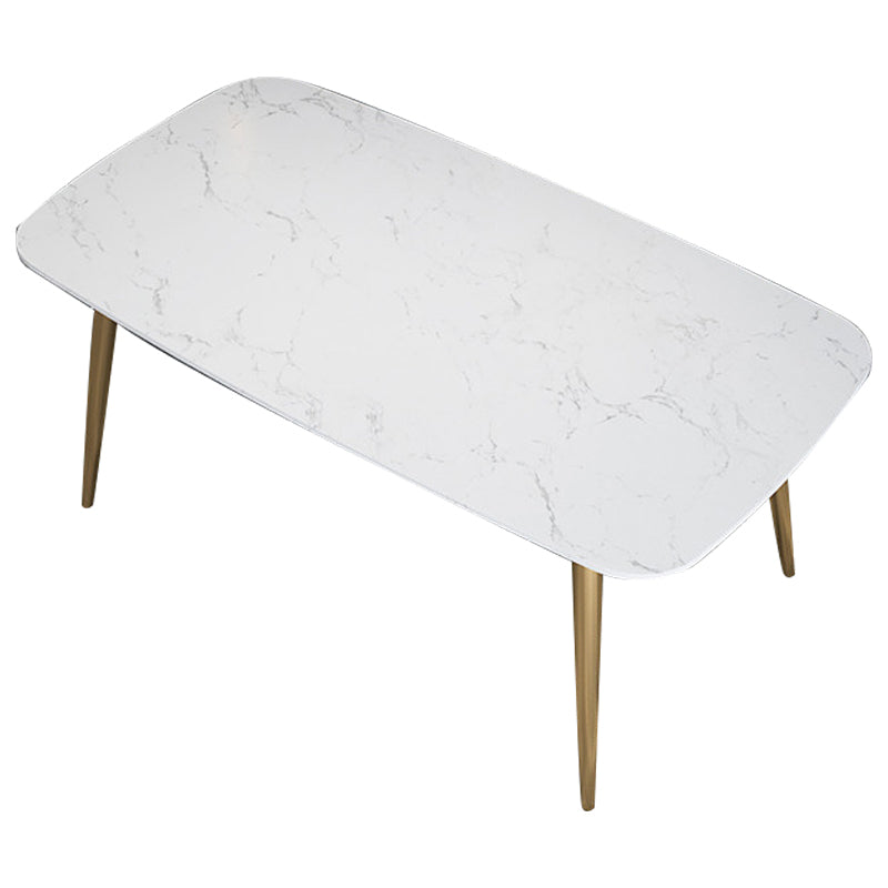 Glam 4 Legs Dining Table Stone Top Table with Metal Base for Dining Room Clearhalo 'Dining Tables & Seating' 'Dining Tables' 'dining_table' 'furn' 'furn_dining_table' 'Furniture' 'Kitchen & Dining Furniture' 6328903