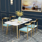 Glam 4 Legs Dining Table Stone Top Table with Metal Base for Dining Room Clearhalo 'Dining Tables & Seating' 'Dining Tables' 'dining_table' 'furn' 'furn_dining_table' 'Furniture' 'Kitchen & Dining Furniture' 6328907