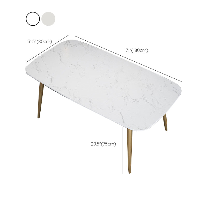 Glam 4 Legs Dining Table Stone Top Table with Metal Base for Dining Room Clearhalo 'Dining Tables & Seating' 'Dining Tables' 'dining_table' 'furn' 'furn_dining_table' 'Furniture' 'Kitchen & Dining Furniture' 6328912