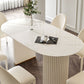 Double Pedestal Dining Room Table Modern Stone Table for Kitchen