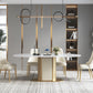 Metal Pedestal Base Dining Table Glam Stone Table for Dining Room