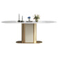 Metal Pedestal Base Dining Table Glam Stone Table for Dining Room