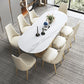 Metal Pedestal Base Dining Table Glam Stone Table for Dining Room