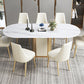 Metal Pedestal Base Dining Table Glam Stone Table for Dining Room