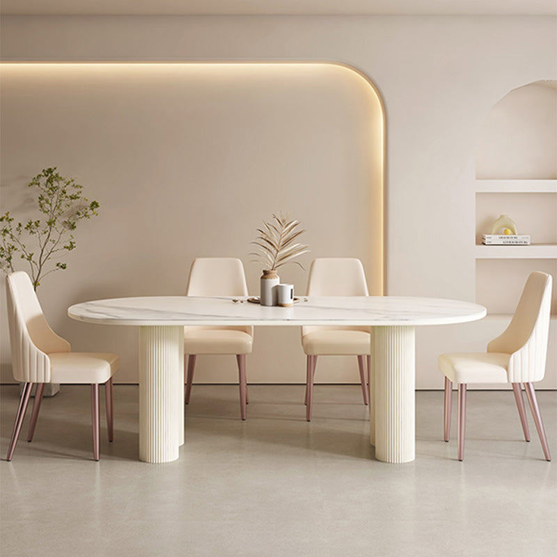 Contemporary Sintered Stone Dining Table Oval Dinner Room Table 55.1"L x 27.6"W x 29.5"H Without Chairs Clearhalo 'Dining Tables & Seating' 'Dining Tables' 'dining_table' 'furn' 'furn_dining_table' 'Furniture' 'Kitchen & Dining Furniture' 6328960