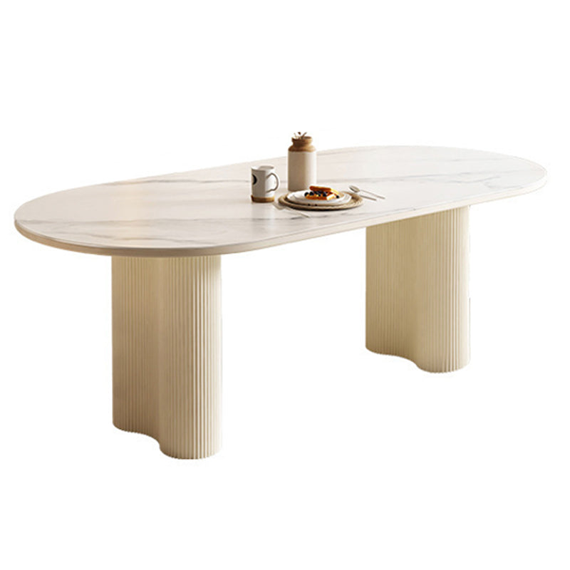 Contemporary Sintered Stone Dining Table Oval Dinner Room Table Clearhalo 'Dining Tables & Seating' 'Dining Tables' 'dining_table' 'furn' 'furn_dining_table' 'Furniture' 'Kitchen & Dining Furniture' 6328963