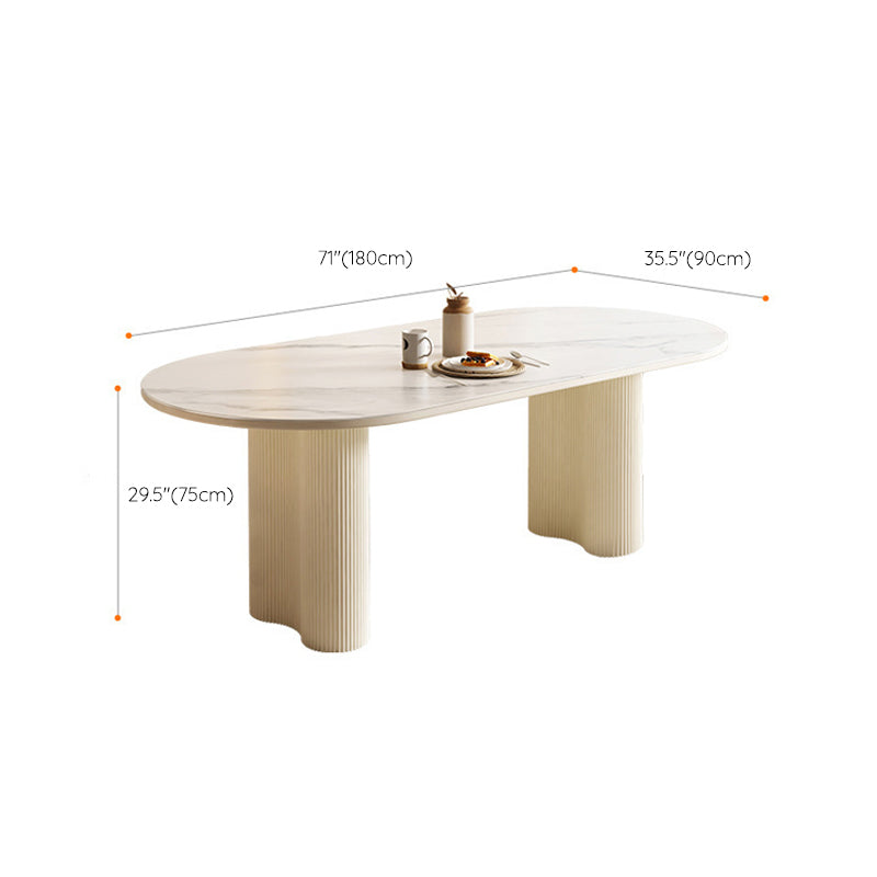Contemporary Sintered Stone Dining Table Oval Dinner Room Table Clearhalo 'Dining Tables & Seating' 'Dining Tables' 'dining_table' 'furn' 'furn_dining_table' 'Furniture' 'Kitchen & Dining Furniture' 6328972