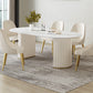 White Double Base Dining Table Modern Stone Table for Kitchen Clearhalo 'Dining Tables & Seating' 'Dining Tables' 'dining_table' 'furn' 'furn_dining_table' 'Furniture' 'Kitchen & Dining Furniture' 6328982