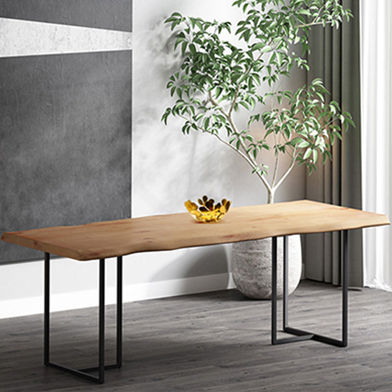 Modern Double Pedestal Dining Table Wood Table for Living Room