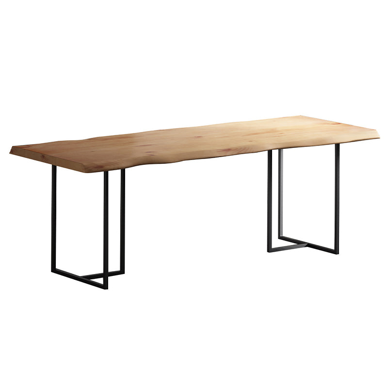 Modern Double Pedestal Dining Table Wood Table for Living Room