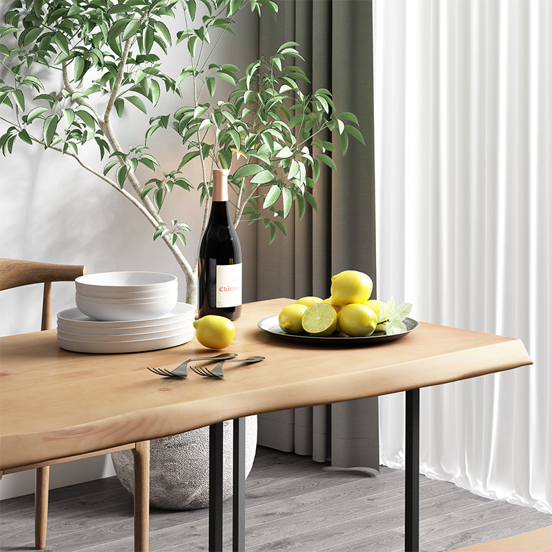 Modern Double Pedestal Dining Table Wood Table for Living Room