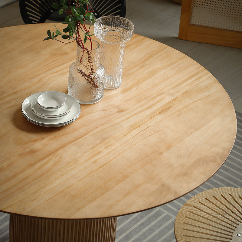 Mesa de comedor contemporánea de madera maciza, mesa de comedor redonda para comedor