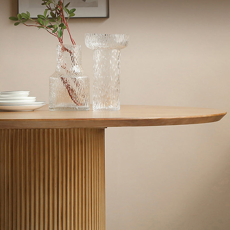 Mesa de comedor contemporánea de madera maciza, mesa de comedor redonda para comedor
