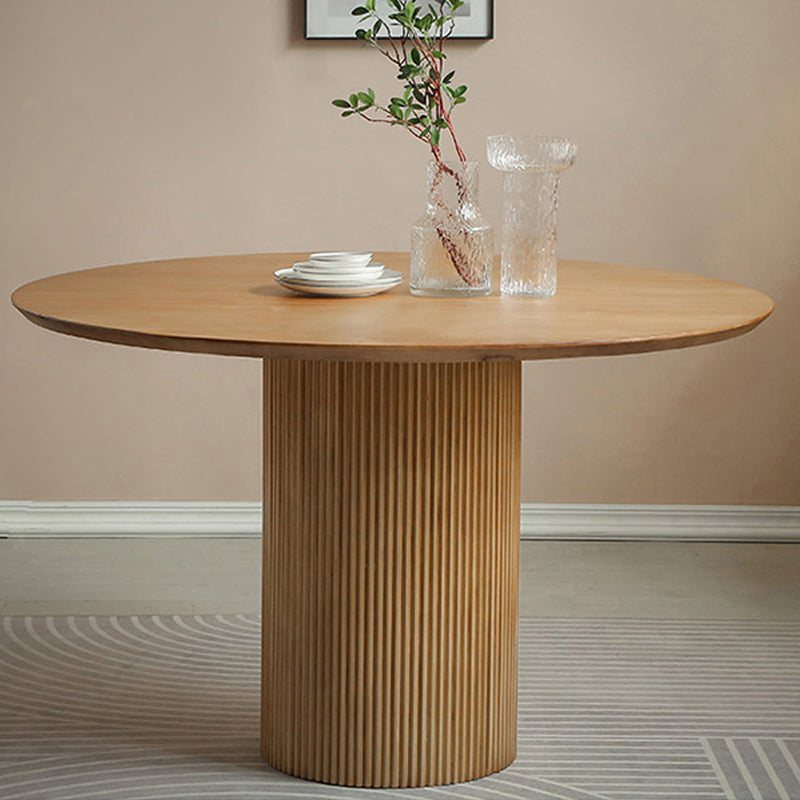 Mesa de comedor contemporánea de madera maciza, mesa de comedor redonda para comedor