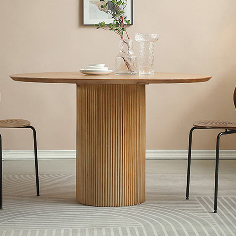 Mesa de comedor contemporánea de madera maciza, mesa de comedor redonda para comedor