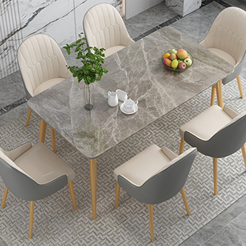 Modern 4 Legs Dining Table Stone Table for Dining Room Kitchen Clearhalo 'Dining Tables & Seating' 'Dining Tables' 'dining_table' 'furn' 'furn_dining_table' 'Furniture' 'Kitchen & Dining Furniture' 6329078