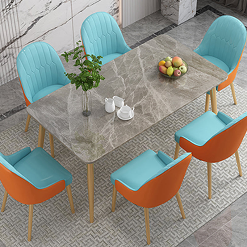 Modern 4 Legs Dining Table Stone Table for Dining Room Kitchen Clearhalo 'Dining Tables & Seating' 'Dining Tables' 'dining_table' 'furn' 'furn_dining_table' 'Furniture' 'Kitchen & Dining Furniture' 6329079
