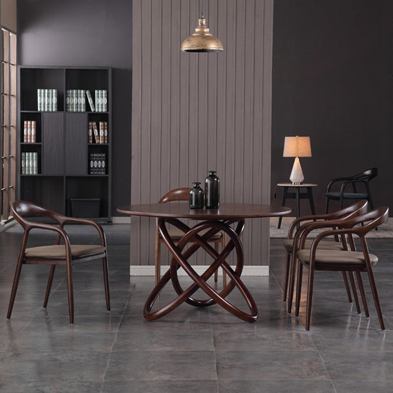 Contemporary Solid Wood Dining Table Round Pedestal Base Dining Table for Home 55.1"L x 55.1"W x 29.5"H Without Chairs Clearhalo 'Dining Tables & Seating' 'Dining Tables' 'dining_table' 'furn' 'furn_dining_table' 'Furniture' 'Kitchen & Dining Furniture' 6329087