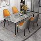 Modern 4 Legs Dining Table Grey Stone Top Table for Dining Room 55.1"L x 31.5"W x 29.5"H Without Chairs Clearhalo 'Dining Tables & Seating' 'Dining Tables' 'dining_table' 'furn' 'furn_dining_table' 'Furniture' 'Kitchen & Dining Furniture' 6329142