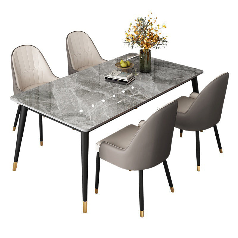 Modern 4 Legs Dining Table Grey Stone Top Table for Dining Room Clearhalo 'Dining Tables & Seating' 'Dining Tables' 'dining_table' 'furn' 'furn_dining_table' 'Furniture' 'Kitchen & Dining Furniture' 6329145