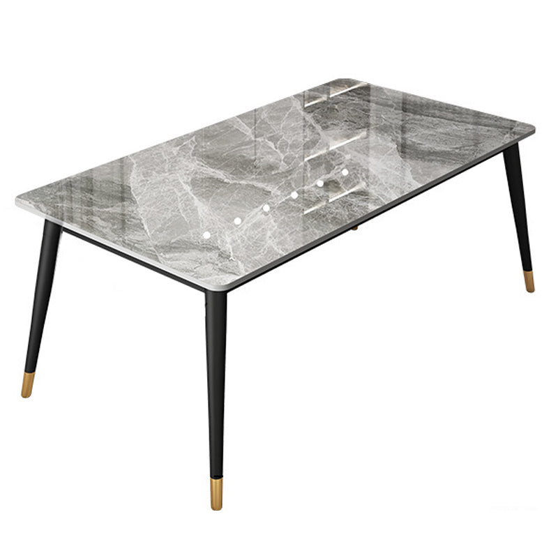 Modern 4 Legs Dining Table Grey Stone Top Table for Dining Room 70.9"L x 31.5"W x 29.5"H Without Chairs Clearhalo 'Dining Tables & Seating' 'Dining Tables' 'dining_table' 'furn' 'furn_dining_table' 'Furniture' 'Kitchen & Dining Furniture' 6329146