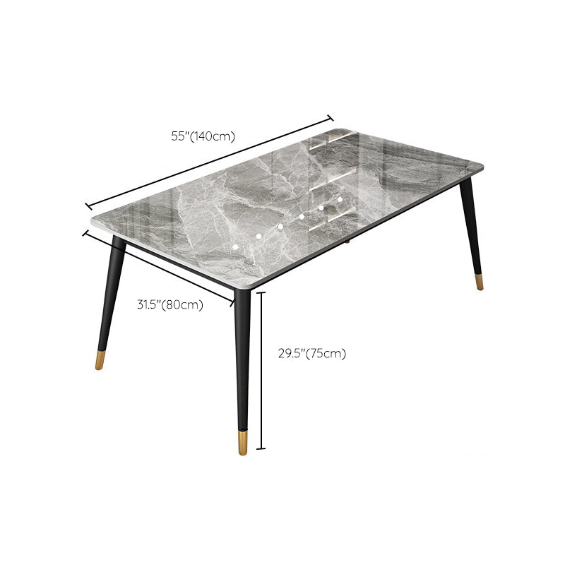 Modern 4 Legs Dining Table Grey Stone Top Table for Dining Room Clearhalo 'Dining Tables & Seating' 'Dining Tables' 'dining_table' 'furn' 'furn_dining_table' 'Furniture' 'Kitchen & Dining Furniture' 6329149