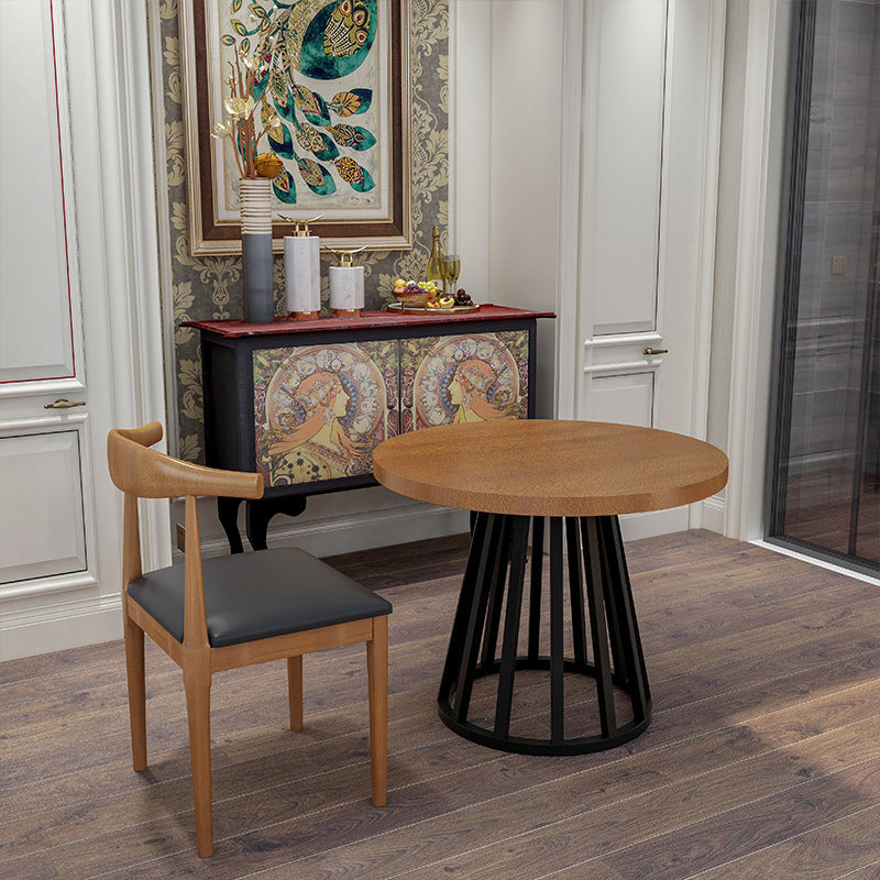 Modern Solid Wood Dining Table Metal Dining Site Table for Home Use 39.4"L x 39.4"W x 29.5"H Without Chairs Clearhalo 'Dining Tables & Seating' 'Dining Tables' 'dining_table' 'furn' 'furn_dining_table' 'Furniture' 'Kitchen & Dining Furniture' 6329153