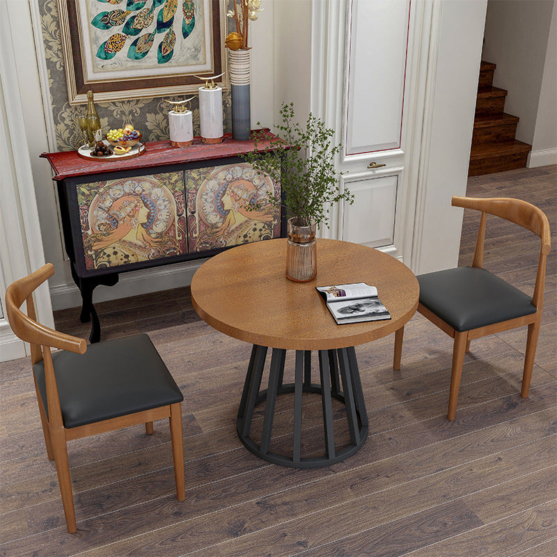 Modern Solid Wood Dining Table Metal Dining Site Table for Home Use 47.2"L x 47.2"W x 29.5"H Without Chairs Clearhalo 'Dining Tables & Seating' 'Dining Tables' 'dining_table' 'furn' 'furn_dining_table' 'Furniture' 'Kitchen & Dining Furniture' 6329154